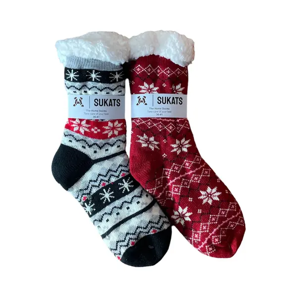 Sukats® Huissokken - Homesocks - 2 Paar - Maat 36-41 - Mix B - Dames Huissokken - Antislip Sokken - Fluffy Sokken - Slofsokken - Variant 2 - Meerdere thumbnail