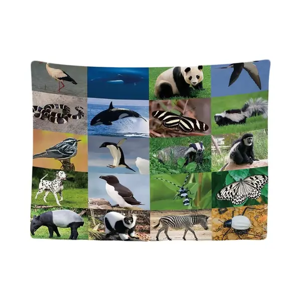 Ulticool - Dieren Kinderkamer Natuur Zwart Wit - Wandtapijt - 200x150 Cm - Groot Wandtapijt - Poster Decoratie - Kinderkameraccessoires - Decoratie thumbnail