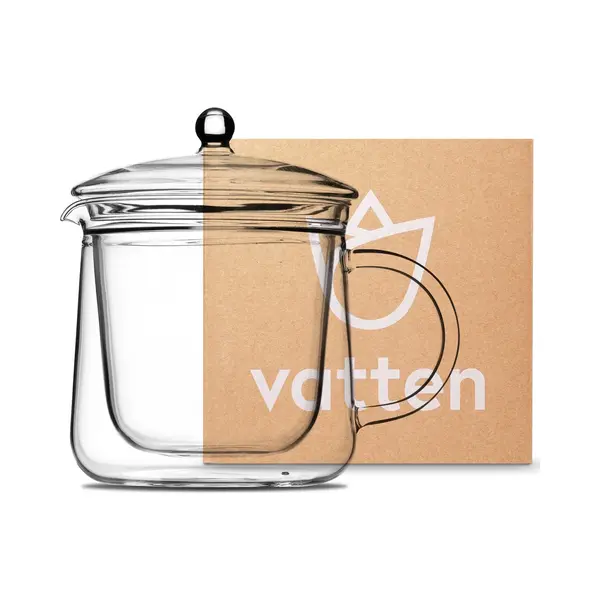 Vatten® Premium Glazen Theepot - 700ml - Dubbelwandig - Anti-drup thumbnail
