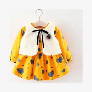 Baby Garden Baby Jurk Vest Setje - Geel Maat 92