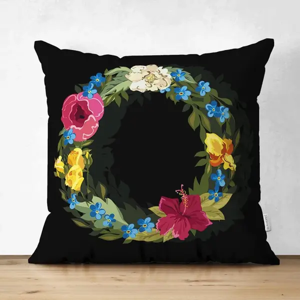 De Groen Home Velvet Kussenhoesjes - Kussenhoes - Letter O Van Bloemen Op Zwart - 45x45 Cm - Kussenloop - Fluweel - Valentijn Cadeau thumbnail