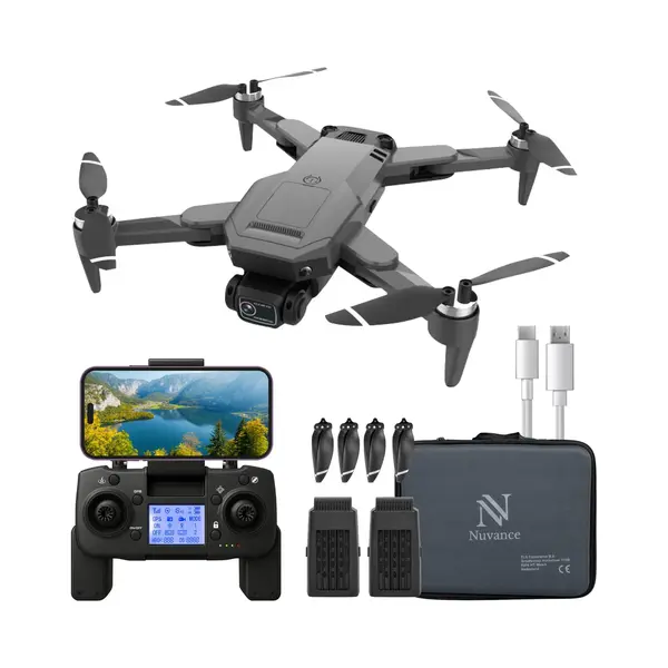 Nuvance - Drohne Mit Kamera Und Gps - 1080p Mini-Kamera - Für Draußen Und Drinnen - Inkl. Tasche Und 2 Akkus - Schwarz thumbnail
