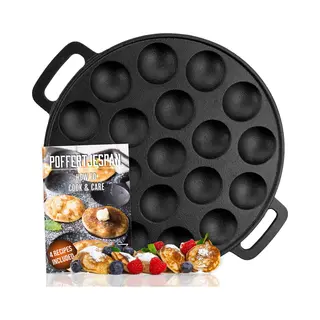 Irono Poffertjes Pfanne - Poffertjes Maker - 19 Mini Pfannkuchen - Pancake Pfanne - Gusseisen Pfannkuchenpfanne - Eier Crepe Pfanne