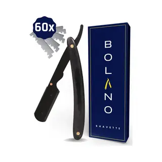 Bolano® Premium Shavette Open Scheermes Black Wood + 60 Single Edge Scheermesjes - Klassiek Barbiersmes Straight Razor Voor Mannen - Cut Throat Razor