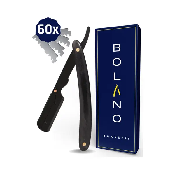 Bolano® Premium Shavette Open Scheermes Black Wood + 60 Single Edge Scheermesjes - Klassiek Barbiersmes Straight Razor Voor Mannen - Cut Throat Razor thumbnail