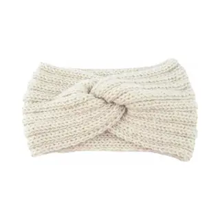 Mylinsé Gebreide Winter Dames Haarband Met Knoop - Crème - Oorwarmer