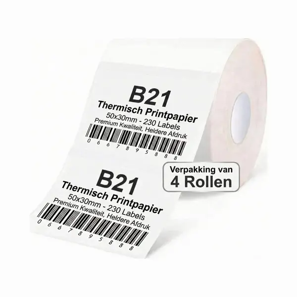 Niimbot Labels - Etiketten - Voor B21(S/Pro)/B1/B3S/K3 - 50 X 30 Mm - 230 Vellen - Wit - Verpakking Van 4 Stuks thumbnail