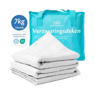 Ella Beschwerungsdecke 7 Kg - Oeko-Tex Baumwoll-Beschwerungsdecke 135 X 200 Cm - Beschwerungsdecke - Weiß