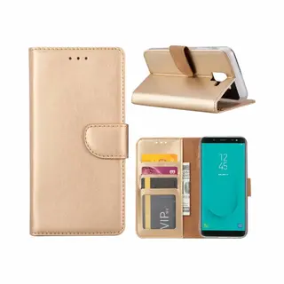 LuxeBass Hoesje Geschikt Voor Samsung Galaxy J6 (2018) - Bookcase Goud - Portemonnee Hoesje - Telefoonhoes - Gsm Hoes - Telefoonhoesjes