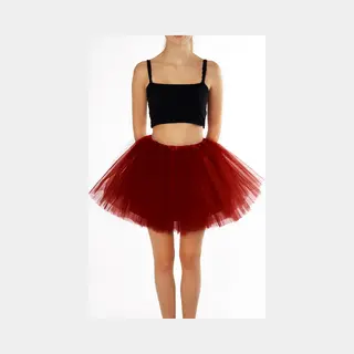 Kimu® Tutu Donkerrood Tule Rokje - Maat L Xl Xxl - Donkerrode Petticoat Rok Dames - Onderrok Tulerok Volwassenen Valentijn Harten Koningin Festival