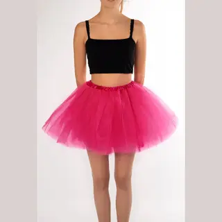 Kimu® Tutu Donkerroze Tule Rokje - Maat Xl Xxl 3XL - Roze Petticoat Rok Dames - Onderrok Tulerok Volwassenen Candy Pink Ladies Festival