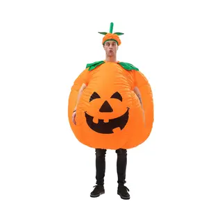 Kimu® Opblaas Kostuum Pompoen - Opblaasbaar Pak - Pompoenpak Mascotte Opblaaspak - Opblaasbare Oranje Kalebas Volwassenen Dames Heren Festival