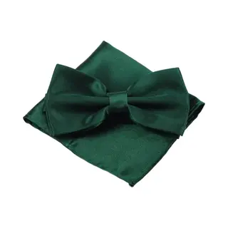 Fako Fashion - Vlinderstrik Inclusief Pochette - Vlinderdas - Strikje - Pochet - Donkergroen