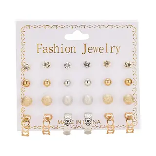 Fako Bijoux® - 12 Paar Oorbellen Op Kaart - Steker - Mix - 12 Paar - Peace & Joy