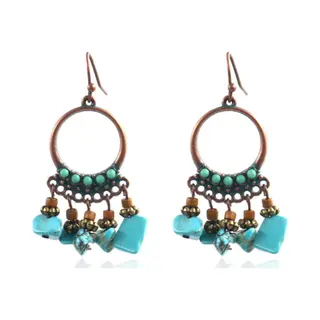 Deja Jewels Ronde Dames Oorbellen Met Hangers En Turquoise Steentjes