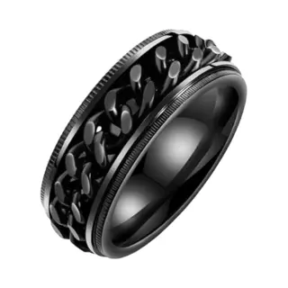Lgt Jwls Lgt Jewels Edelstaal Heren Ring Cuban Link Zwart-21mm