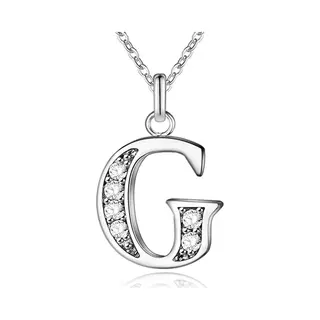 Lgt Jwls Zilverkleurige Letter G Dames Ketting Met Zirkonia