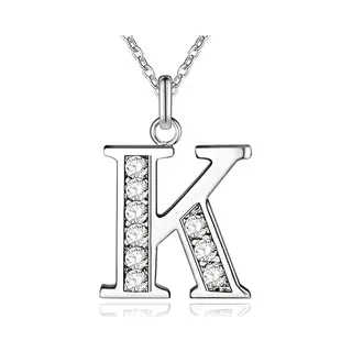 Lgt Jwls Zilverkleurige Letter K Dames Ketting Met Zirkonia