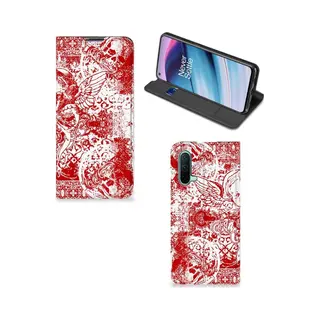 B2Ctelecom Mobiel BookCase OnePlus Nord Ce 5G Angel Skull Rood
