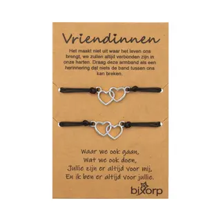 Bixorp Friends Vriendschapsarmbandjes Voor 2 Met Zilverkleurig Dubbel Hartje - Bff ArmbandMeisjes - Best Friends Armband Vriendschap Cadeau Voor Twee