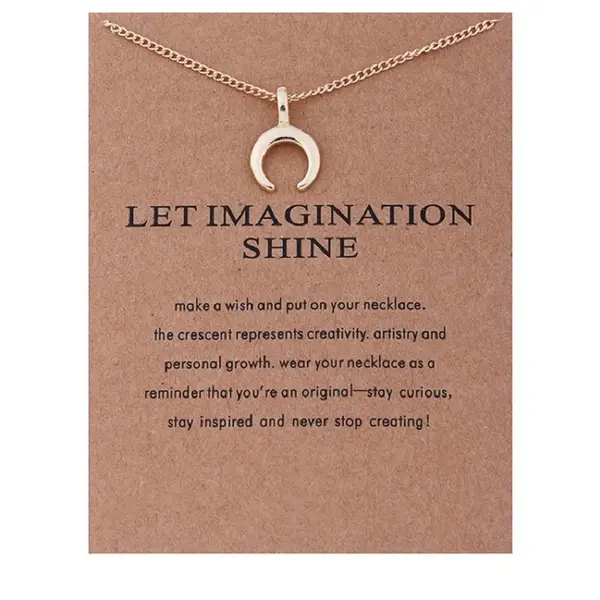 Bixorp Luck Geluksketting Met Halve Maan Goudkleurig - Afscheidscadeau - Cadeau Voor Haar / Dames / Vriendin / Mama / Vrouwen - Ketting Met Crescent thumbnail