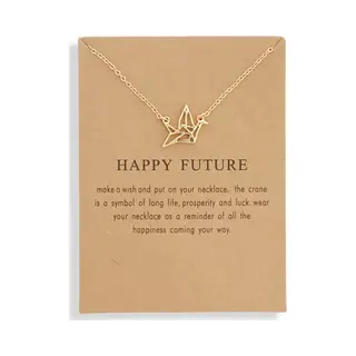 Bixorp Luck Geluksketting Met Origami Vogel Goudkleurig - Afscheidscadeau - Cadeau Voor Haar / Dames / Vriendin / Mama / Vrouwen - Ketting Met Origami
