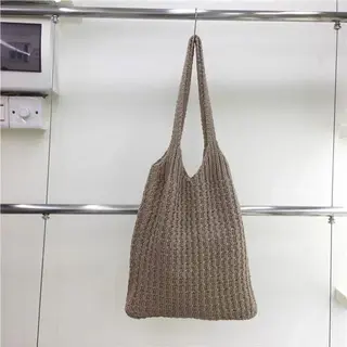 Without Lemon - Gebreid Schoudertas - Knitted Tote Bag - Boodschappentas - Vrouwen -Large - Coffee