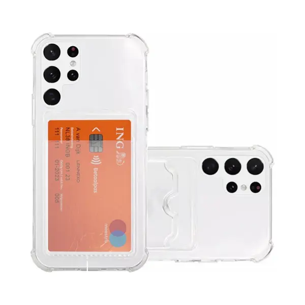 Lennexo Hoesje Met Pashouder Geschikt Voor Samsung S22 Ultra - Transparant Siliconen Hoesje - Shockproof Case thumbnail