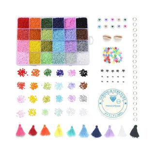 Principessa Mega Kralen Box 2mm – Regenboog 24 Kleuren – 2mm Rocailles - 20.000 Kralen + Veel Extra Artikelen – Zelf Sieraden Maken Voor Kinderen En