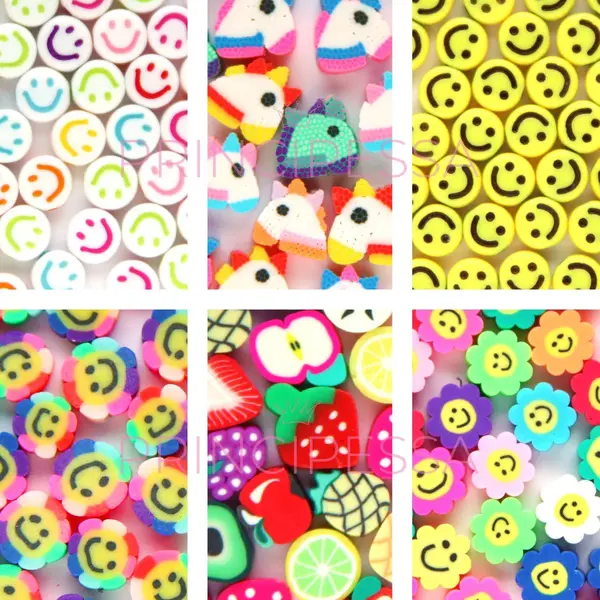 Principessa Polymeer En Acryl Kralen Set – Smileys, Unicorn, Fruitmix En Smileybloemen Kralenset – Unieke Mix 90 Stuks – Regenboogkleuren – 7 En 10mm thumbnail