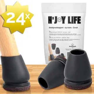 N'Joy Life - 24x Premium Stoelpoot Beschermers Flexibel - Stoelpootdoppen 14-21 Mm Voor Ronde Stoelpoten - Rond 14-21mm - Anti-Kras Vilt -