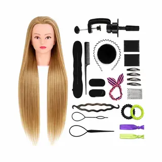 SassyGoods Kappershoofd Oefenhoofd Kapperspop Met Statief En Styling Accessoires - Kappers Hoofd - Blond Haar - 70 Cm