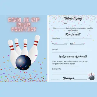 invulkaarten.nl Uitnodiging Kinderfeestje | 12 Stuks | Uitnodigingskaarten | Uitnodiging Verjaardag | Uitnodiging Feest | Uitnodiging Kinderfeestje Bowlen |