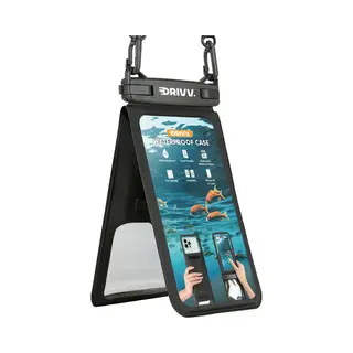 Drivv. Waterdicht Telefoonhoesje 2 In 1 Met Koord - Universeel Tot 6.7 Inch – Onderwater Hoesje Telefoon - Zwart