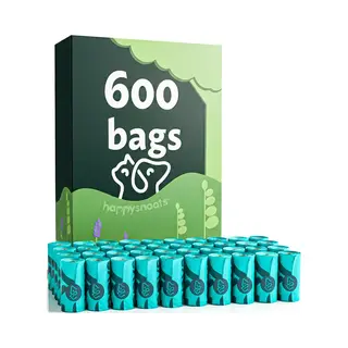 Happysnoots Hondenpoepzakjes Afbreekbaar - 600 Stuks Hondenzakjes - Lavendel Kakzakjes - Dog Poop Bags - Kat En Hondenpoep