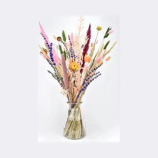 Droogbloemen Met Vaas - Mixed Color - 50 Cm - Droogbloemen In Vaas - Natuurlijk Bloemen