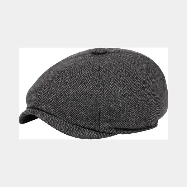 FlatCaps - Heren Pet - Baret Heren - Heren Kleding - Cadeau Man - Flat Cap - Donker Grijs thumbnail
