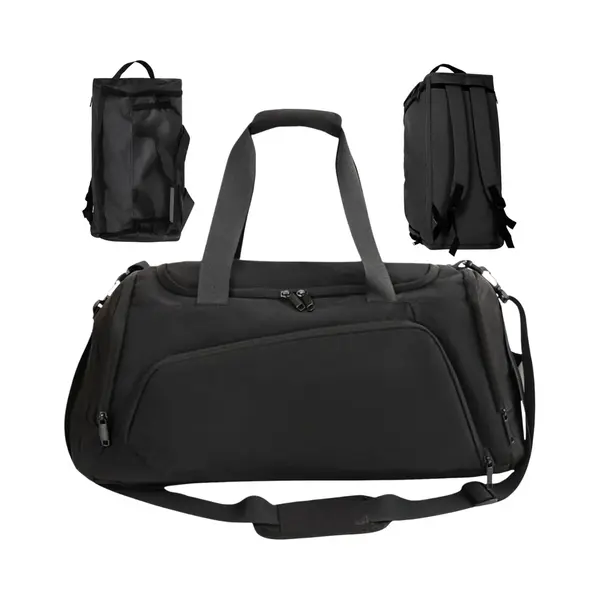 DuffelPack Sporttas En Rugzak In 1 - Ruim 40L - Met Schoenenvak - Waterafstotend - Comfortabel En Praktisch - Schoudertas - Duffel Bag - Weekend Tas - Zwart - thumbnail