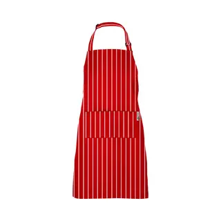 Chefs Fashion - Keukenschort - Rood Met Witte Strepen - 2 Zakken - Simpel Verstelbaar - 71 X 82 Cm