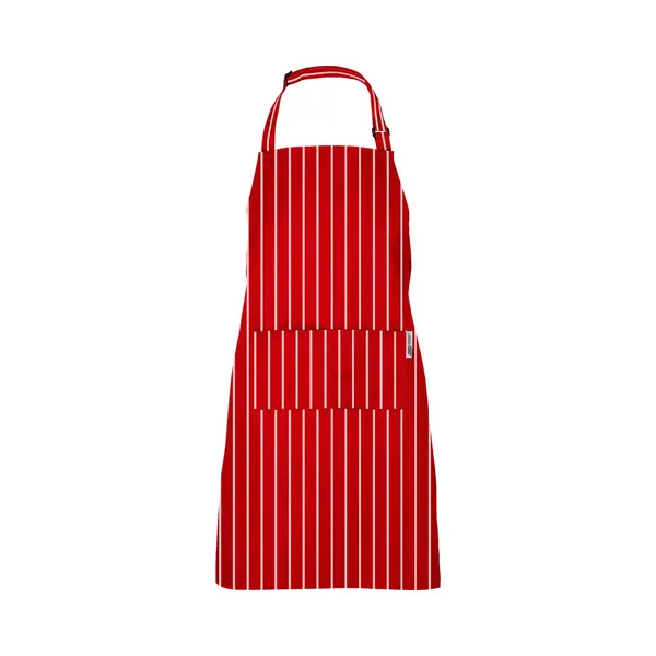 Chefs Fashion - Keukenschort - Rood Met Witte Strepen - 2 Zakken - Simpel Verstelbaar - 71 X 82 Cm thumbnail