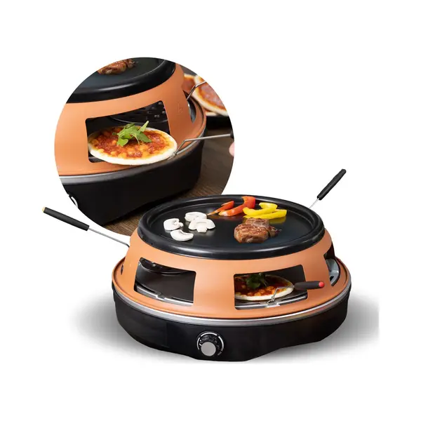 BluMill Pizza Oven En Gourmetstel – 2 In 1 - 6 Persoons – Mini Pizza Oven – Temperatuurregelaar - Incl. Spatels – 1200W thumbnail