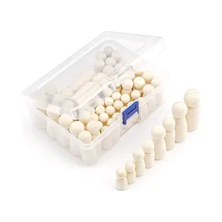 Foxoo Peg Dolls Set Van 50 Houten Poppetjes - Voor Poppenhuis, Kerststal Of Familieopstellingen