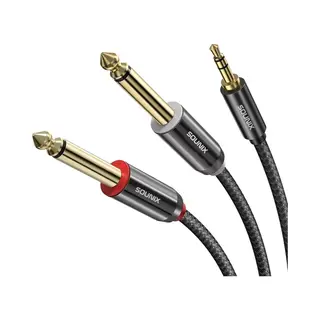 Sounix 3, 5 Mm Jack Naar Dual 6, 35 Mm Mono Y Audio Kabel - 2x 6.35 Mm - 1.8 Meter