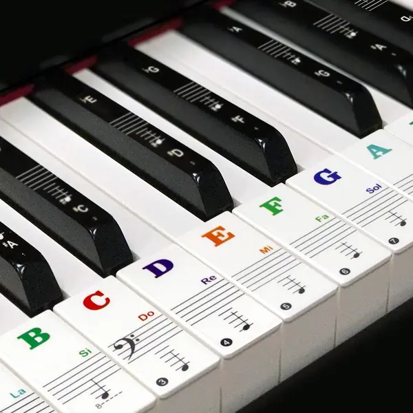 Botc Piano Stickers - Piano/Keyboard Stickers - Eenvoudig Muzieknoten Leren - 32/37/49/54/61/88 Toetsen - Voor Witte En Zwarte Toetsen thumbnail