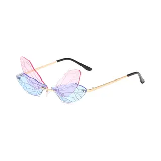 Freaky Glasses - Partybril Butterfly - Festivalbril - Glasses - Heren - Dames - Unisex - Kunststof - Roze - Blauw