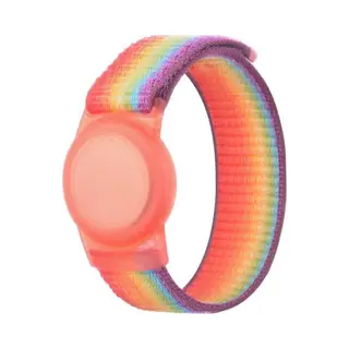Tracker Polsband Regenboog - Armband - Hoesje - Kinderen - Jongens - Meisjes - Geschikt Voor Airtag - 17 Cm - Siliconen - Nylon - Multicolor