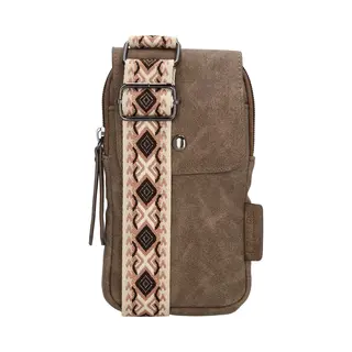 Beagles Malaga Crossbody Telefoontasje Met Trendy Schouderband - Dames Tas - Donkertaupe