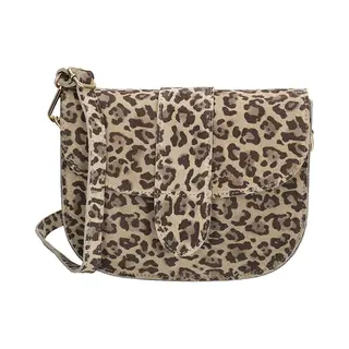 Charm London Anna Schoudertas - Suede - Crossbody - Leer - Dames - Leren Dames Tas - Luipaard
