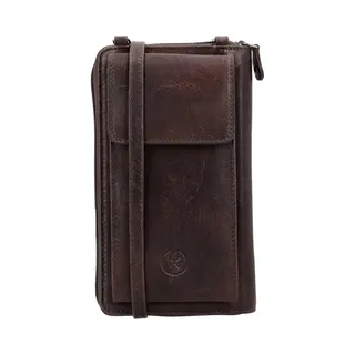 Hide & Stitches Telefoontasje Paint Rock - 100% Leren Tas Met Verstelbare Schouderband - Leren Dames Tas - Donkerbruin