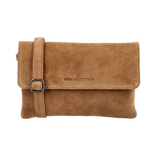 Hide & Stitches Brazos Schoudertas - Clutch - Crossbody - Suede - Leer - Leren Dames Tas - Camel